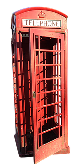 Classic Red Telephone Booth PNG Image