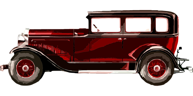 Classic Red Vintage Car Illustration PNG Image