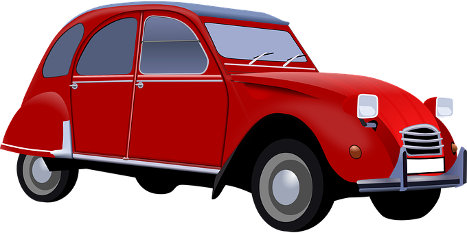 Classic Red Vintage Car Illustration PNG Image