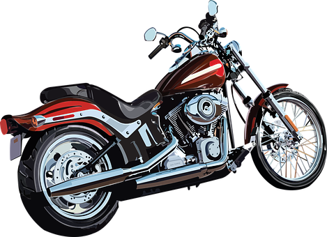 Classic Redand Black Motorcycle Illustration PNG Image