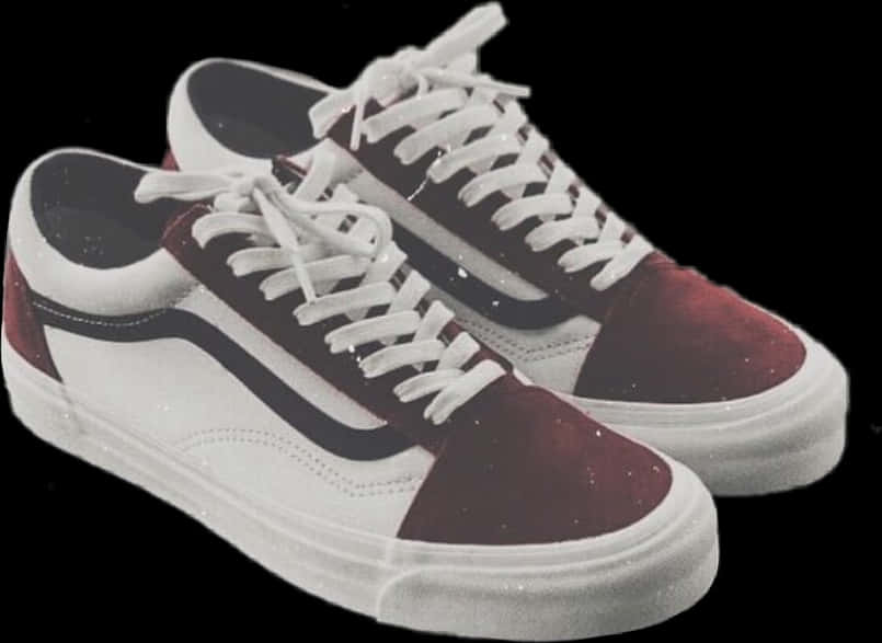 Classic Skate Sneakers Red White PNG Image