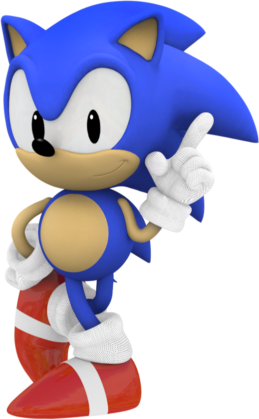 Classic Sonic Pointing Pose PNG Image