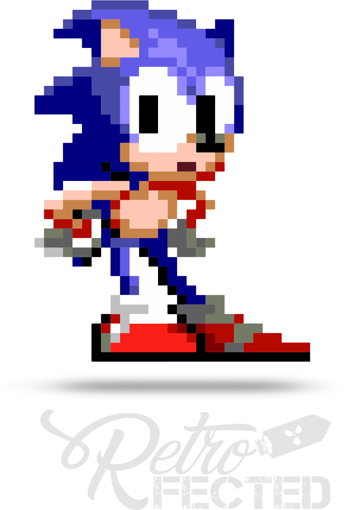 Classic Sonic Retrofected Pixel Art PNG Image