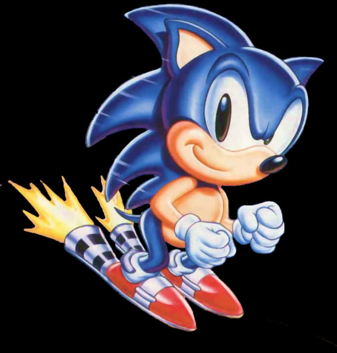 Classic Sonic Speeding PNG Image