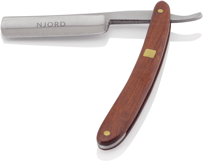 Classic Straight Razorwith Wooden Handle PNG Image