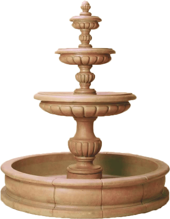 Classic Tiered Stone Fountain PNG Image