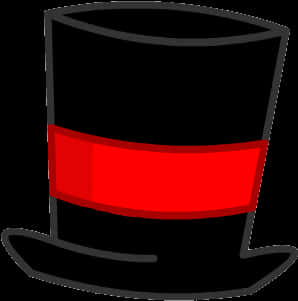 Classic Top Hatwith Red Band PNG Image