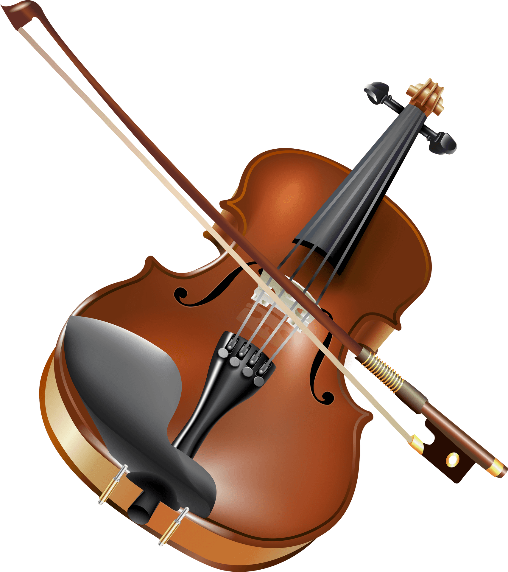 Classic Violinand Bow Illustration PNG Image