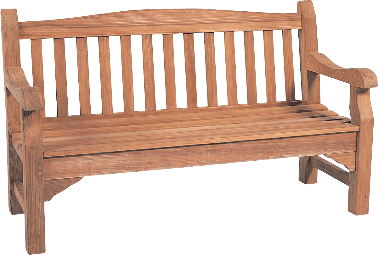 Classic Wooden Park Bench PNG Image