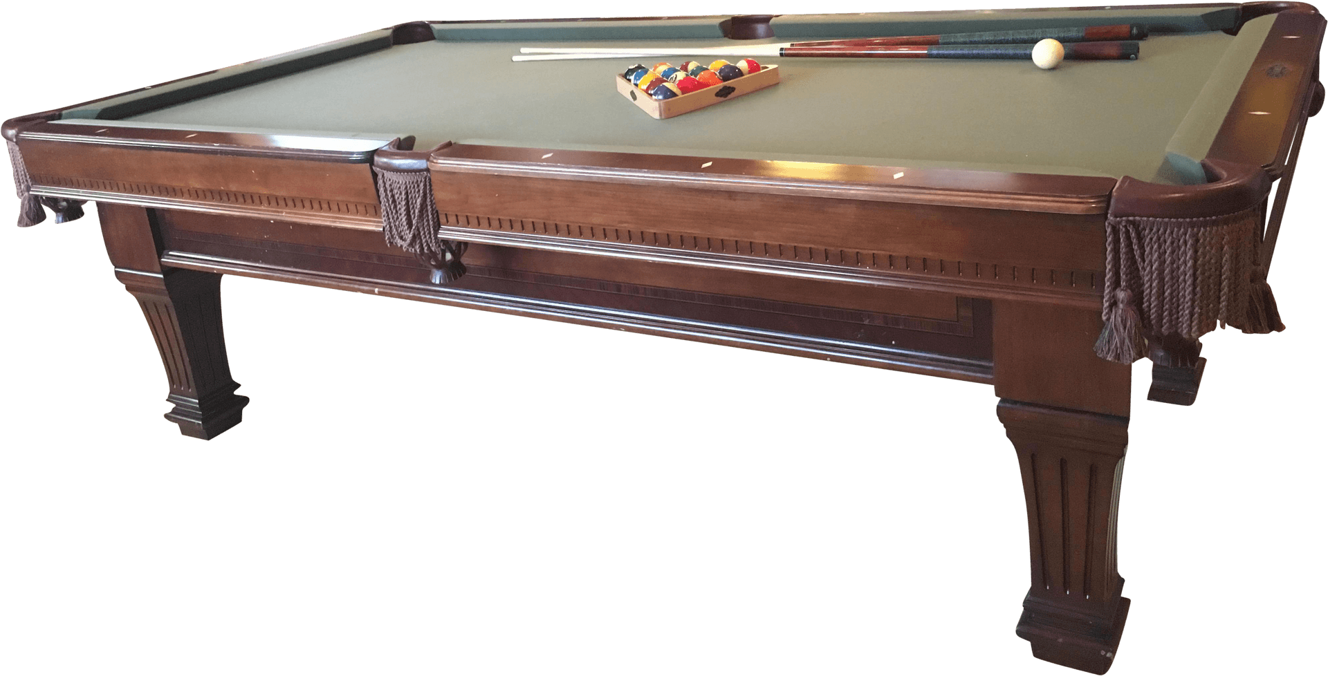 Classic Wooden Pool Table Setup PNG Image