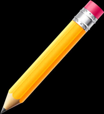 Classic Yellow Pencil Black Background PNG Image