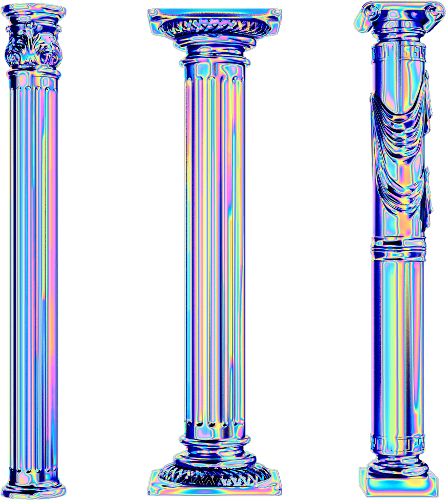 Classical Architectural Columns Glitch Art PNG Image