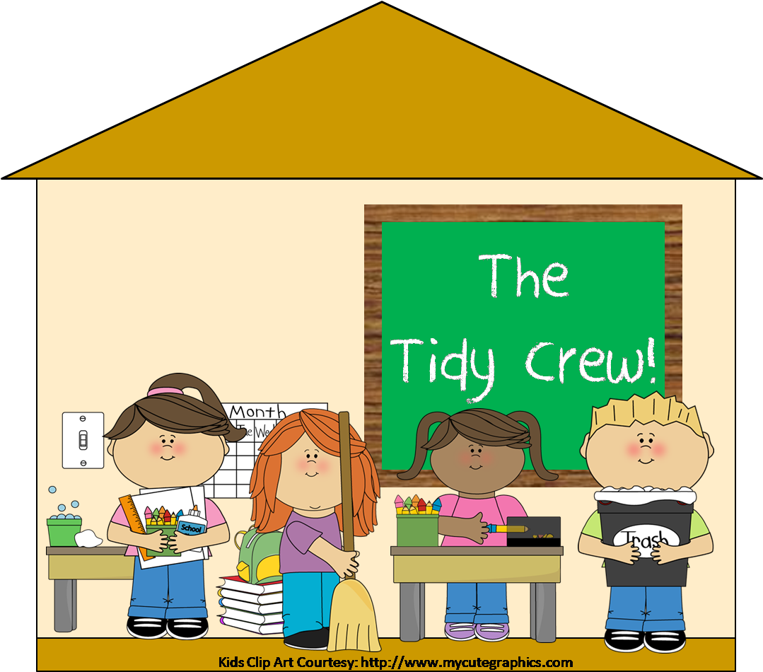 Classroom Cleanup Cartoon Kids PNG Image