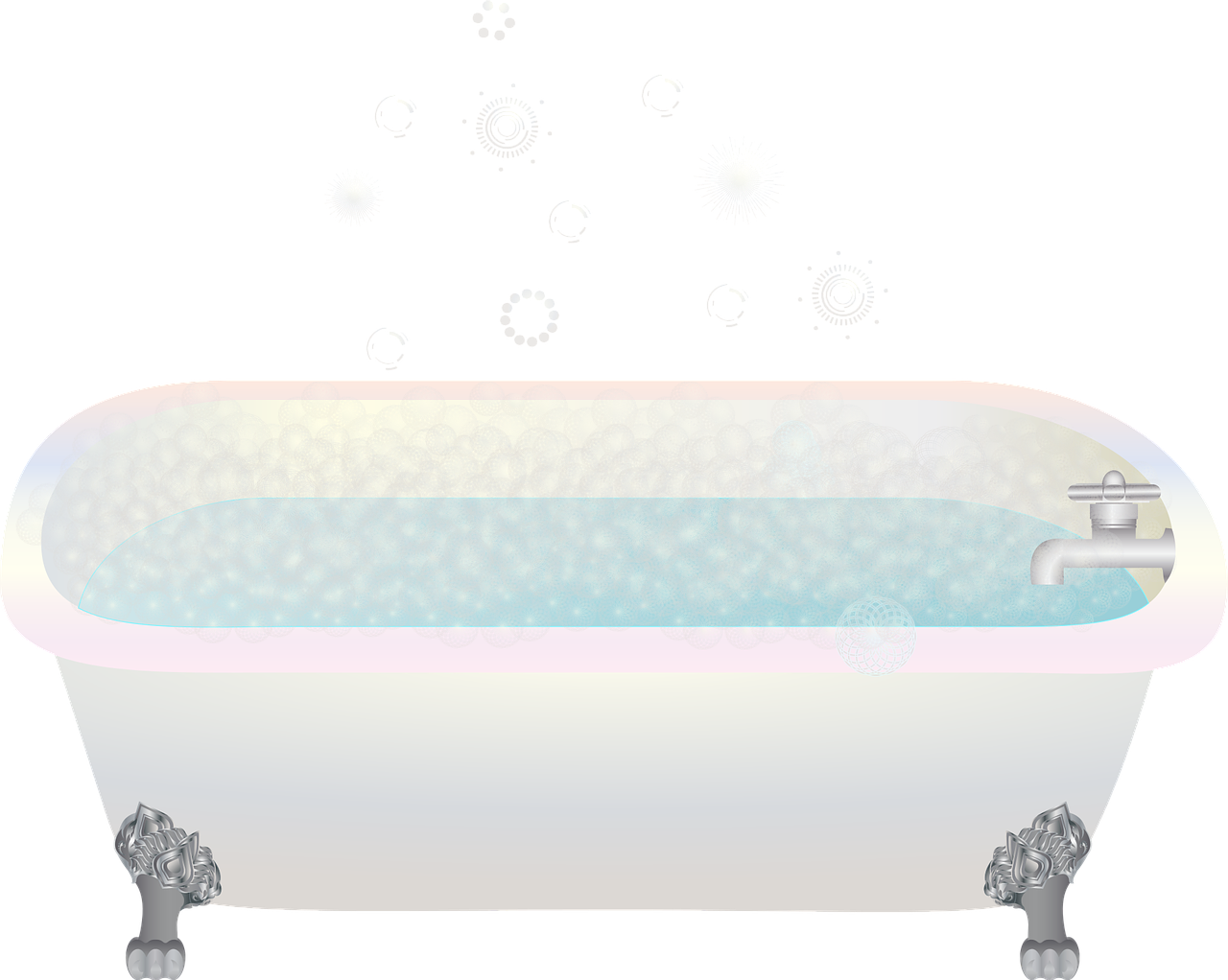 Clawfoot Bathtub With Bubbles PNG Image