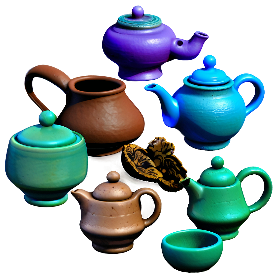 Clay Tea Set Collection Png 06212024 PNG Image