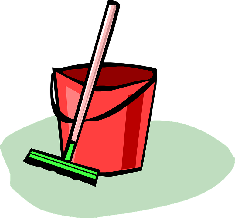 Cleaning Bucketand Mop Cartoon PNG Image