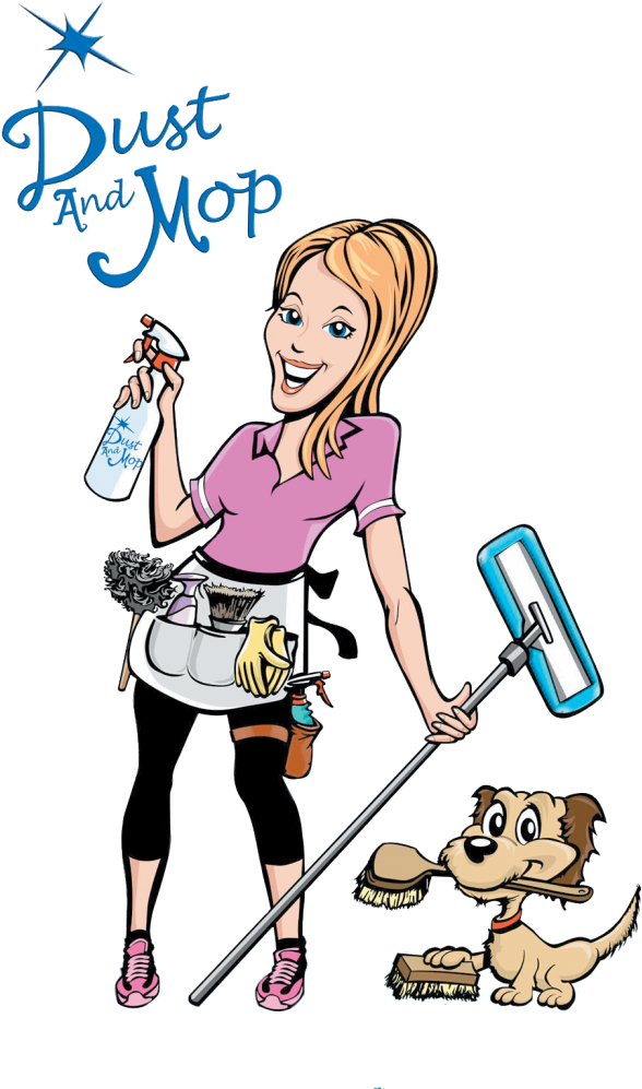 Cleaning_ Service_ Cartoon_ Character_with_ Dog.png PNG Image