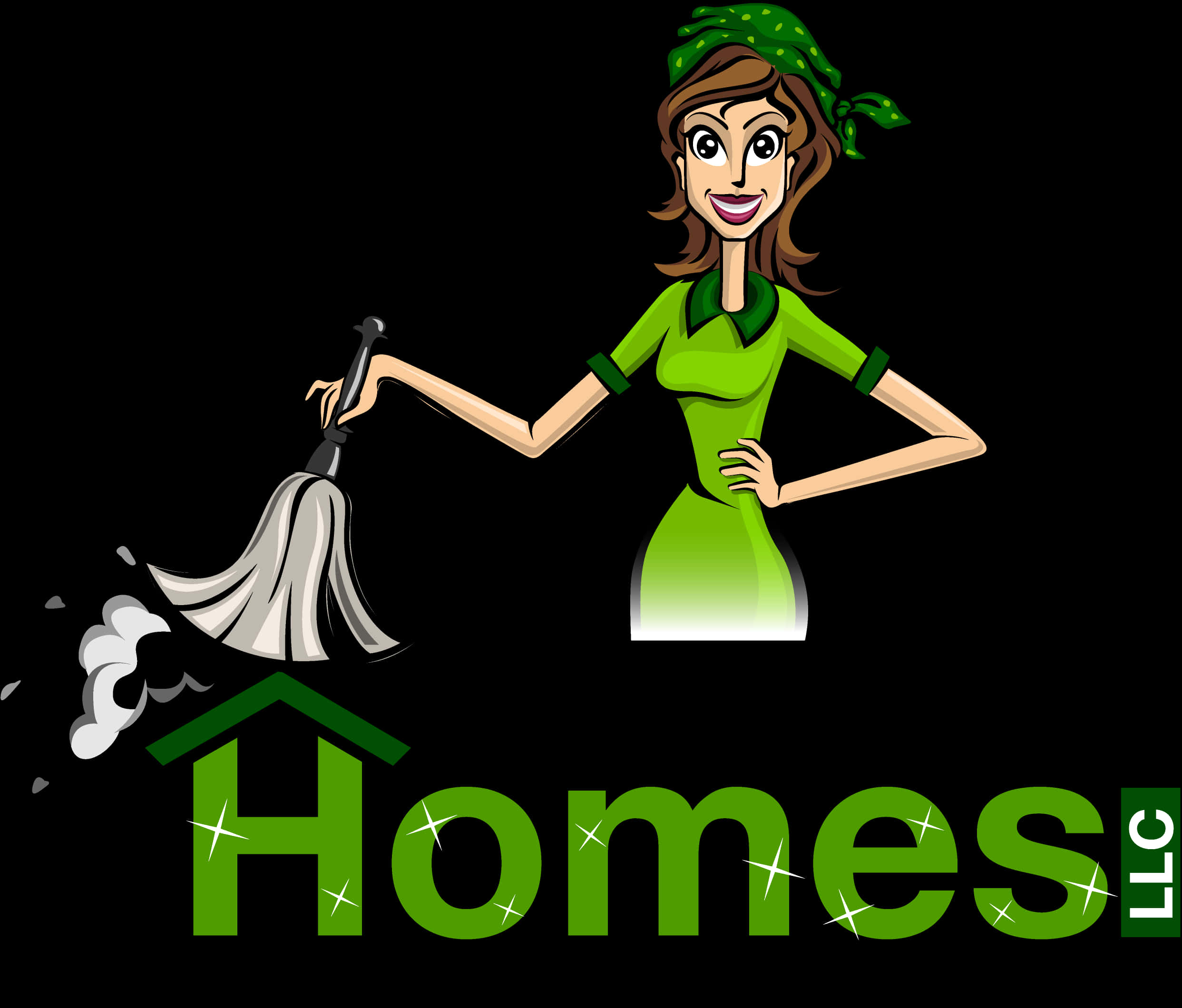 Cleaning Service Logo Cartoon Woman PNG Image