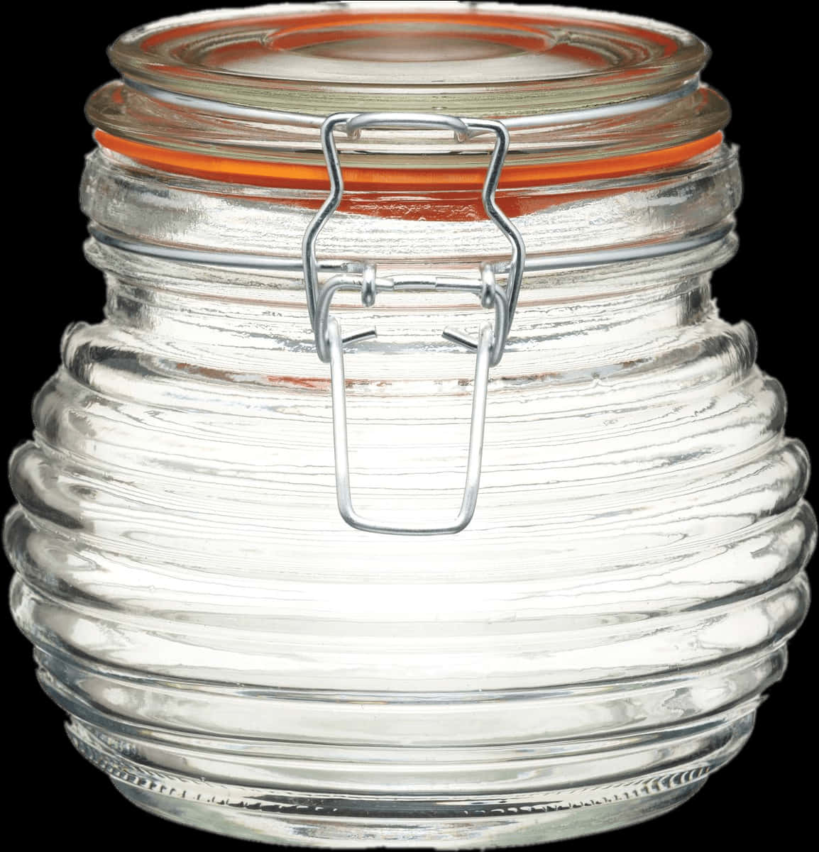 Clear Glass Jarwith Clamp Lid PNG Image