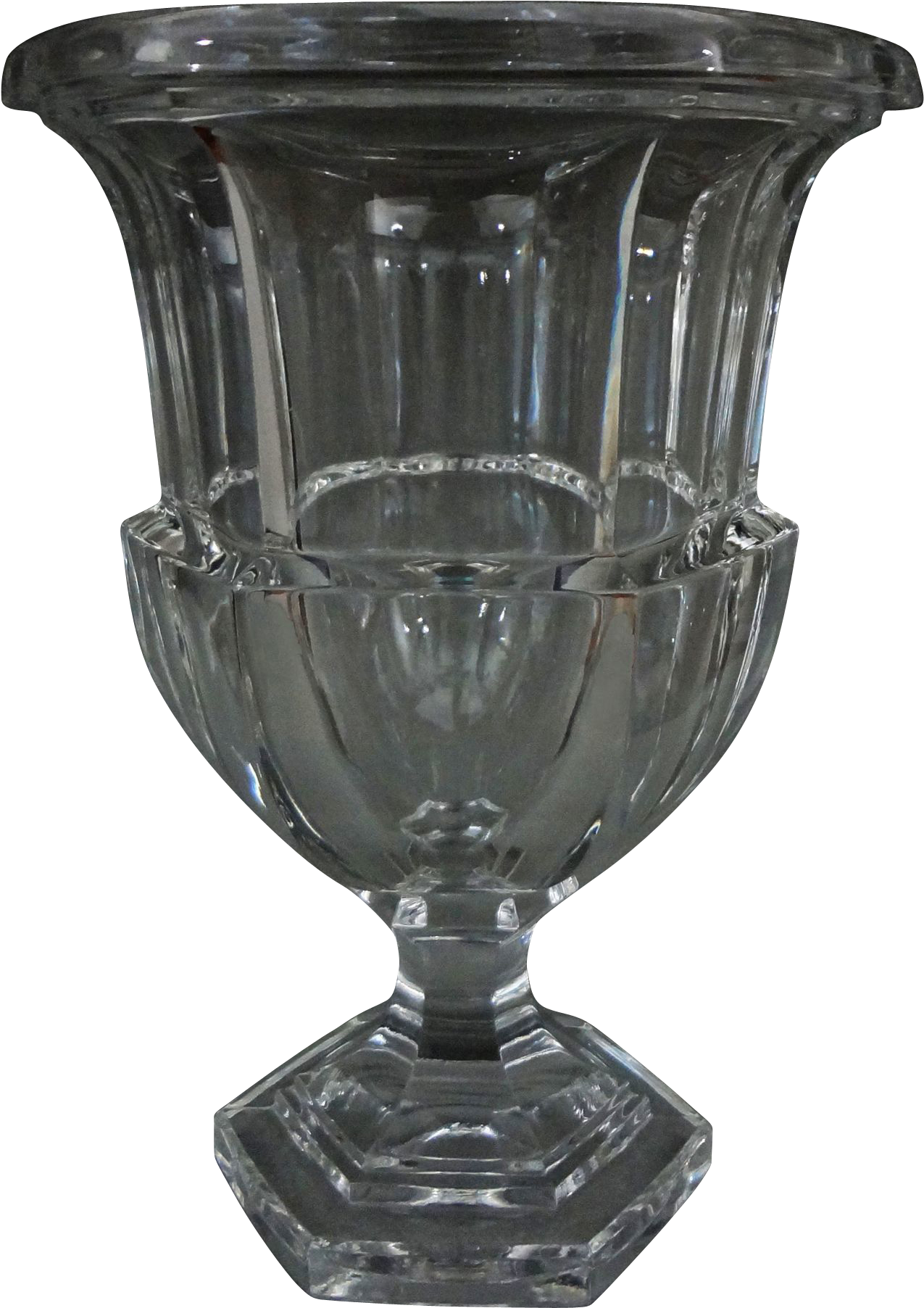 Clear Glass Pedestal Vase PNG Image