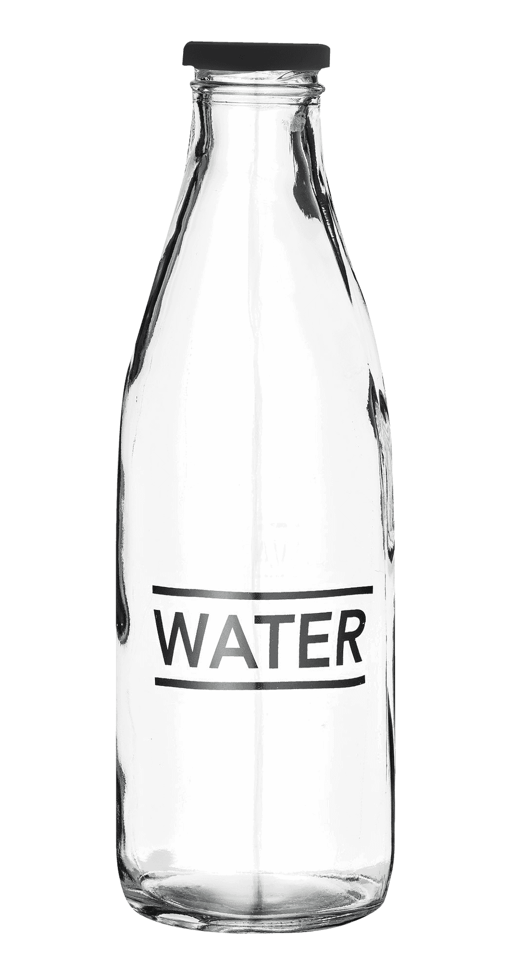 Clear Glass Water Bottle PNG Image