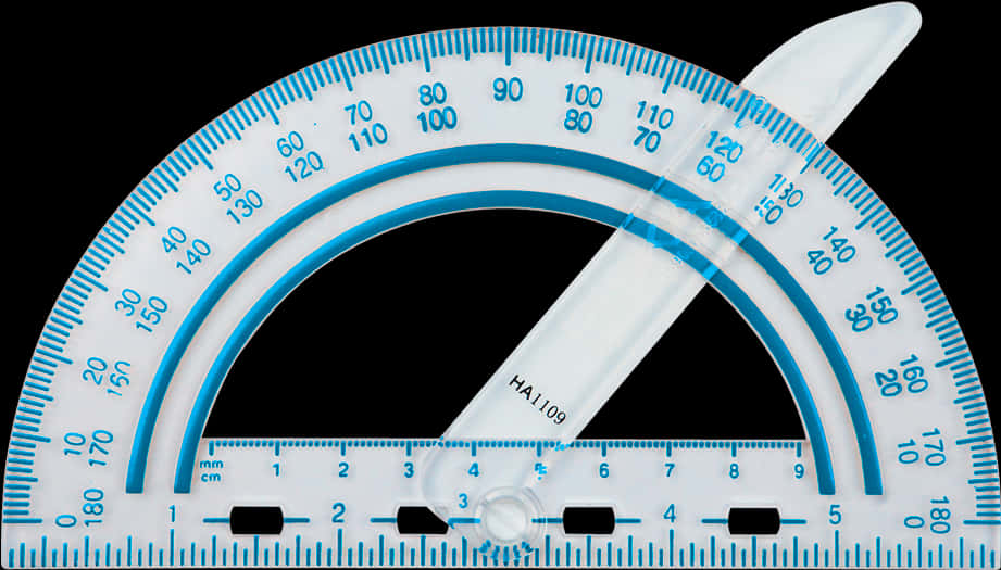 Clear Plastic Protractor Isolated PNG Image