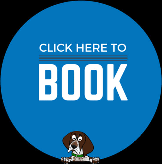 Click Hereto Book Buttonwith Dog PNG Image