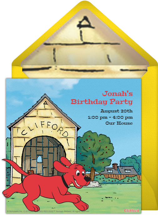 Clifford Birthday Party Invitation PNG Image