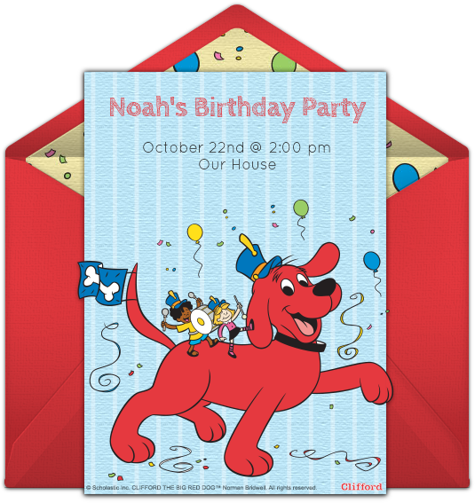 Clifford Birthday Party Invitation PNG Image