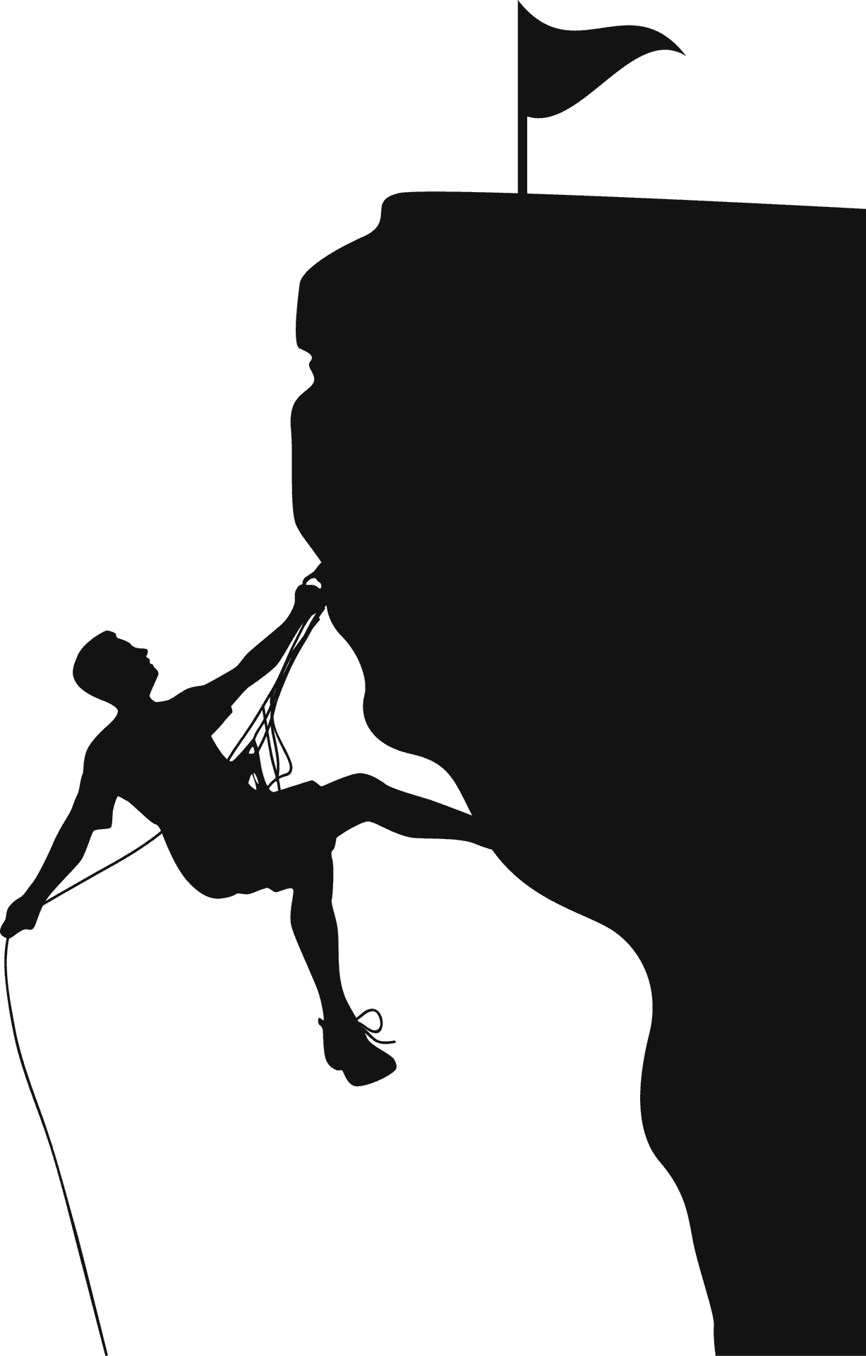 Climber Reaching Summit Silhouette PNG Image