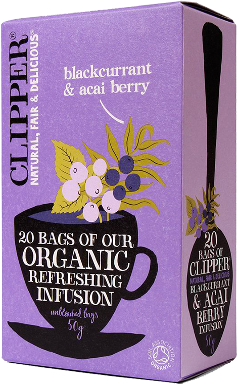 Clipper Blackcurrant Acai Berry Tea Box PNG Image