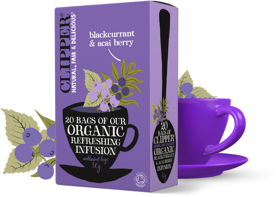 Clipper Organic Blackcurrant Acai Berry Tea PNG Image