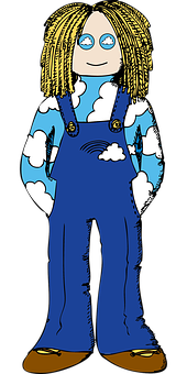 Cloudy Overalls Cartoon Character PNG Image