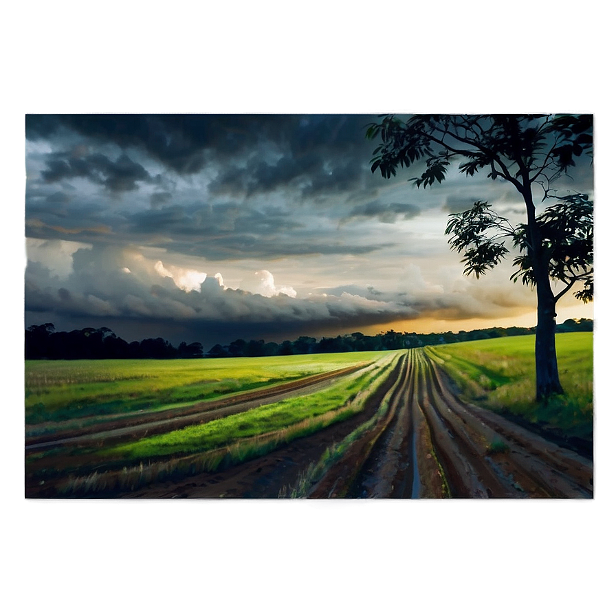 Cloudy Sky Over Fields Png Blt PNG Image