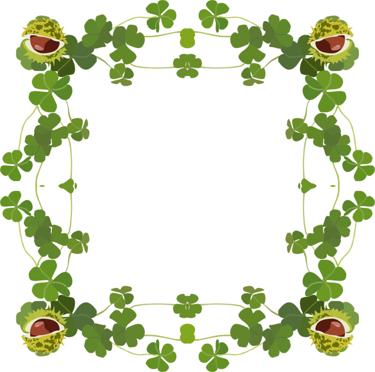 Clover_ Frame_with_ Smiling_ Flowers.png PNG Image