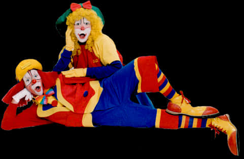 Clown Duo Performance Pose PNG Image