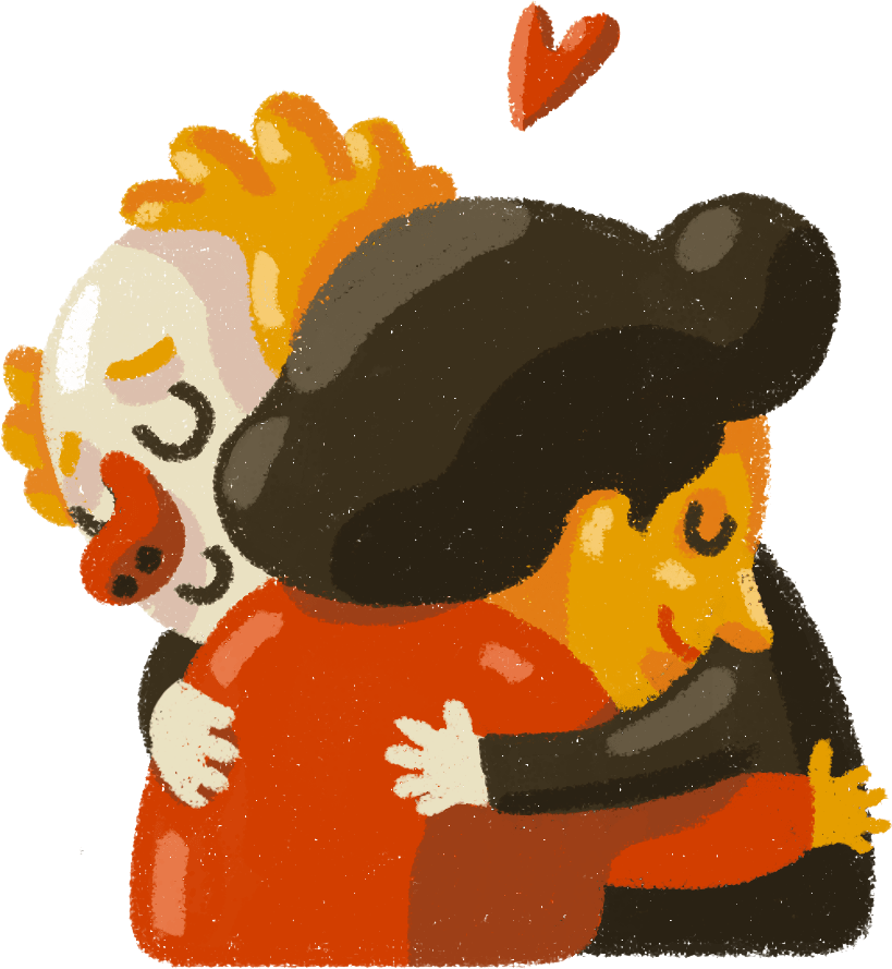 Clownand Friend Embrace Sticker PNG Image