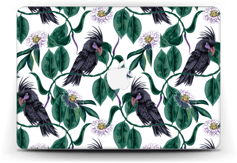 Cockatoo Floral Pattern Laptop Case PNG Image