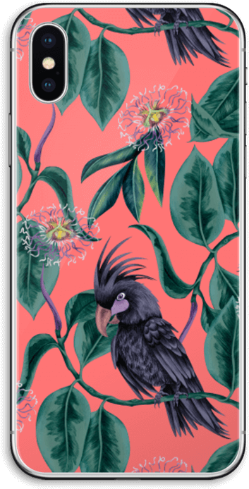 Cockatoo Floral Phone Case Design PNG Image