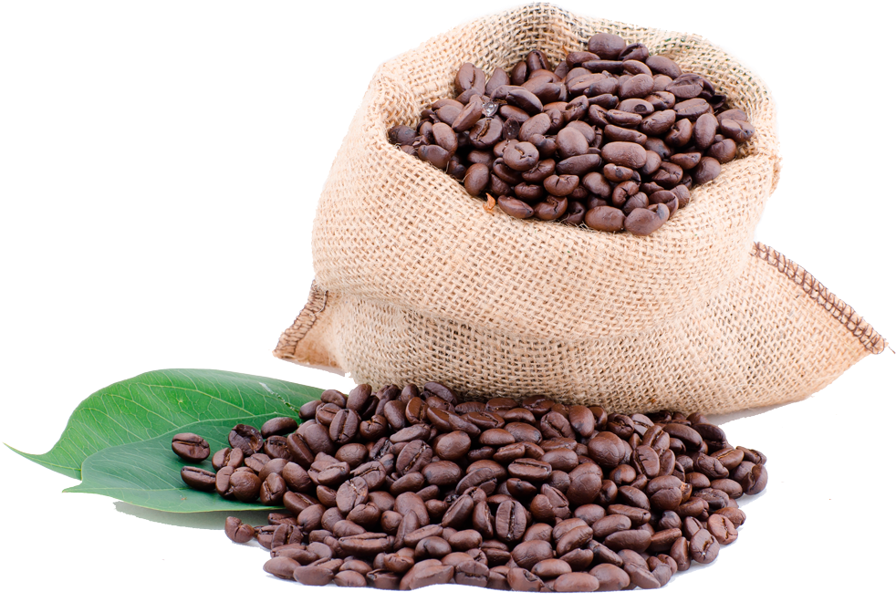 Coffee Beansin Burlap Sack PNG Image