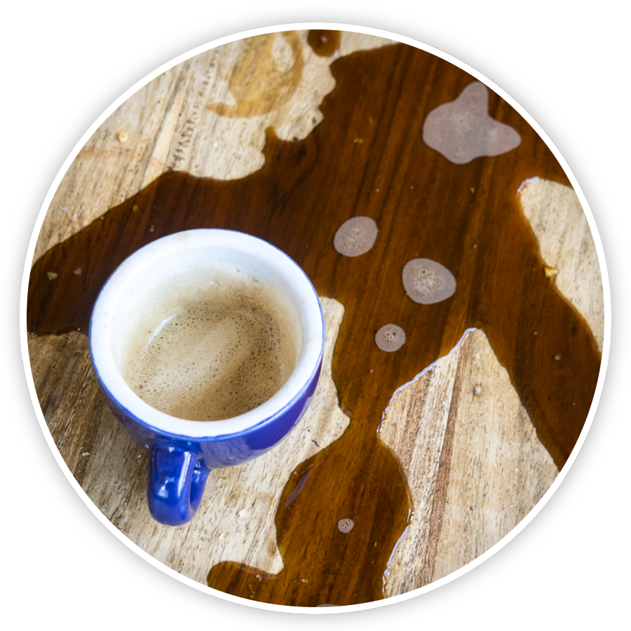 Coffee Cup Stainon Wooden Table PNG Image