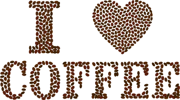 Coffee Love Heart Art PNG Image