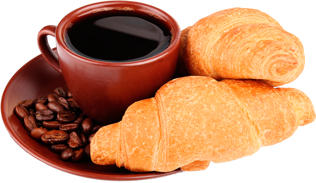 Coffeeand Croissants Breakfast PNG Image