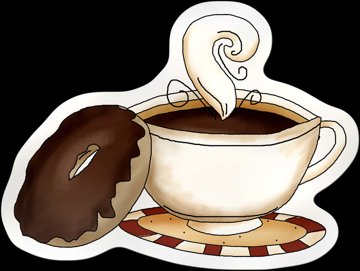 Coffeeand Donut Illustration PNG Image