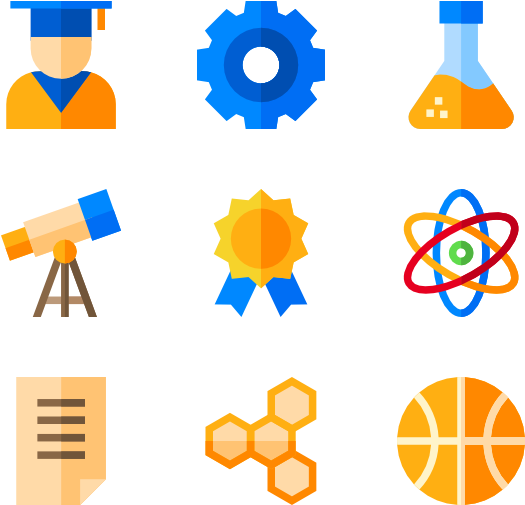 College Icons Set PNG Image