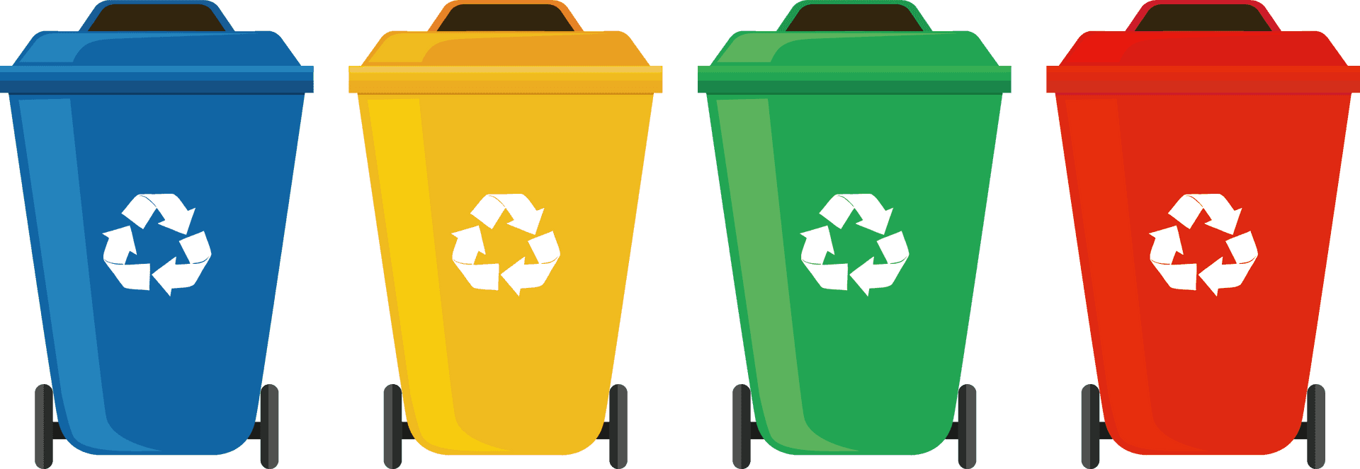 Color Coded Recycling Bins PNG Image