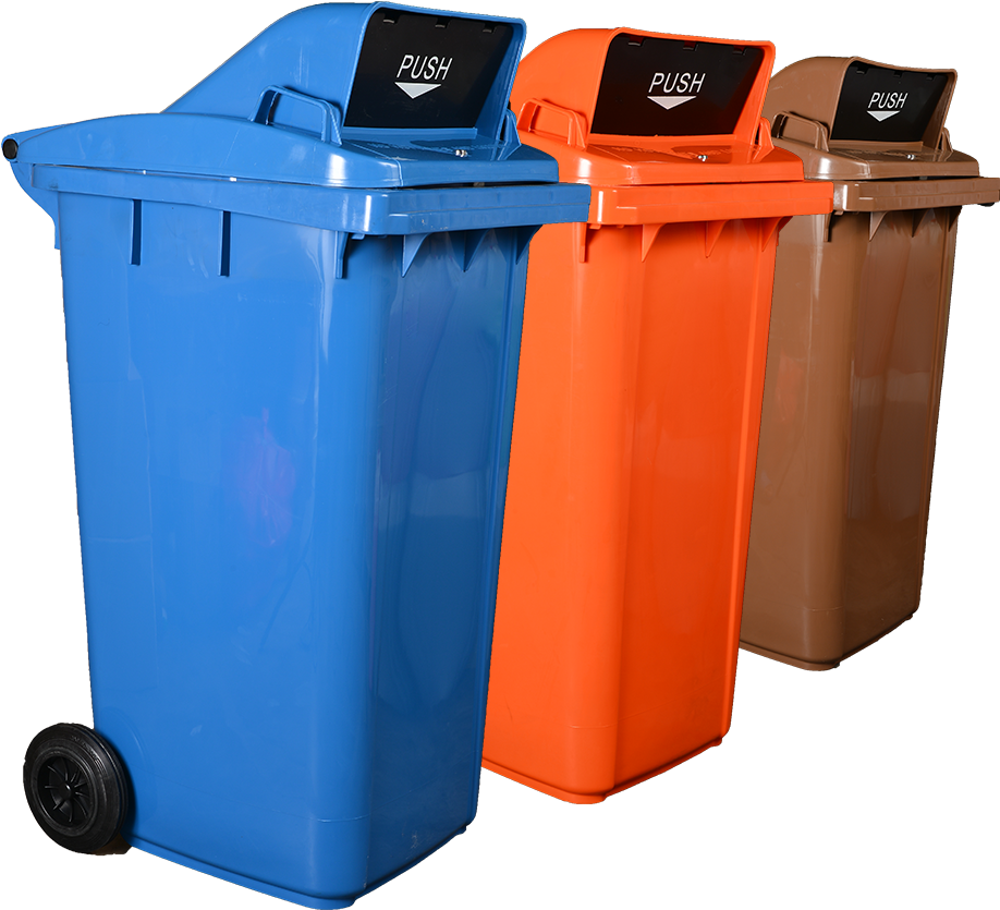 Color Coded Recycling Bins PNG Image