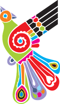 Colorful Abstract Bird Art PNG Image