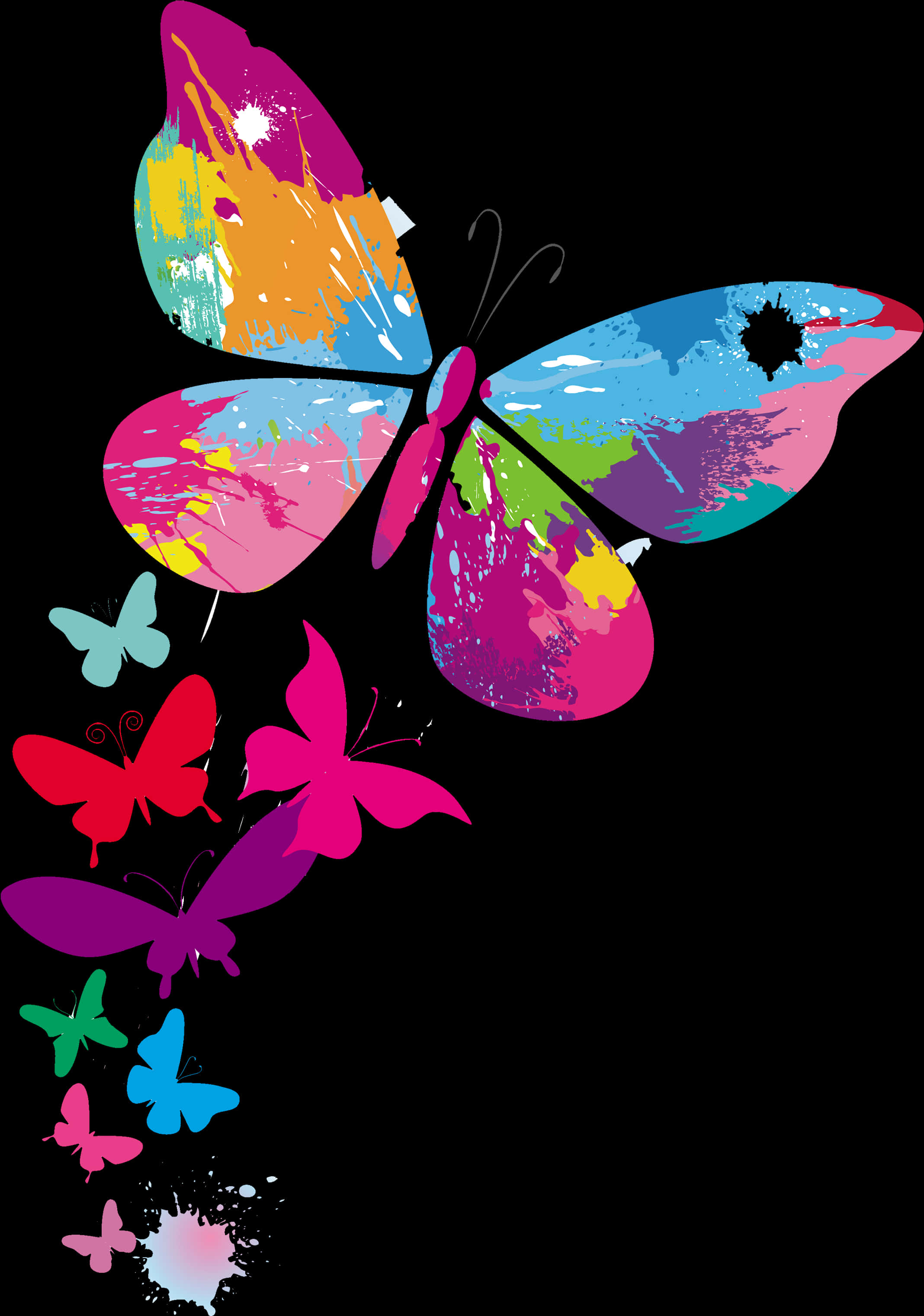 Colorful_ Abstract_ Butterflies_ Artwork PNG Image