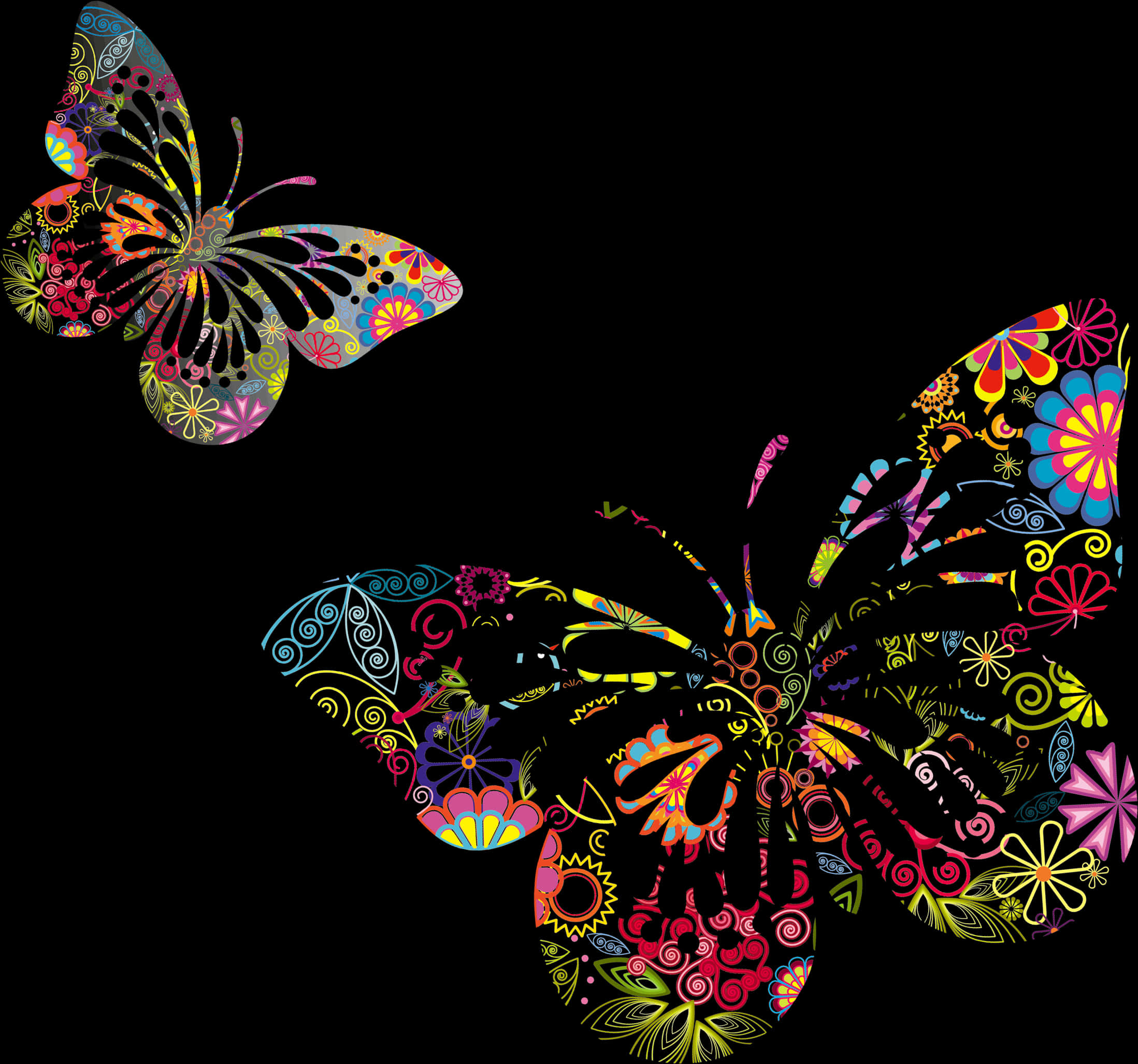 Colorful Abstract Butterflies PNG Image